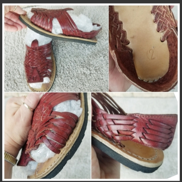 Child HUARACHE SANDALS (Big Kid 2) Authentic Handmade MEXICAN Leather W/Rubber - Picture 3 of 8